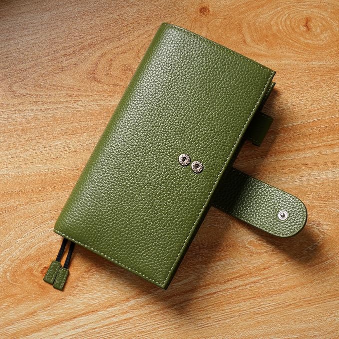Moterm Leather Cover for Hobonichi Weeks - Fits Hobonichi Weeks/Weeks Mega, with Back Pocket (Pebbled-Olive)