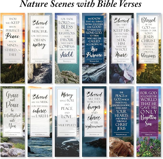 JBH Creations Blessings from Scripture Bible Verse Bookmarks - Pack of 48