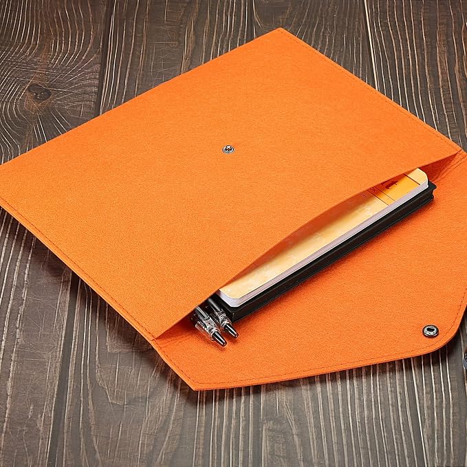 PATIKIL File Bag Felt Folder 2 Pack A4 Envelope Document Storage Pouch Organizer for Office Business, Orange
