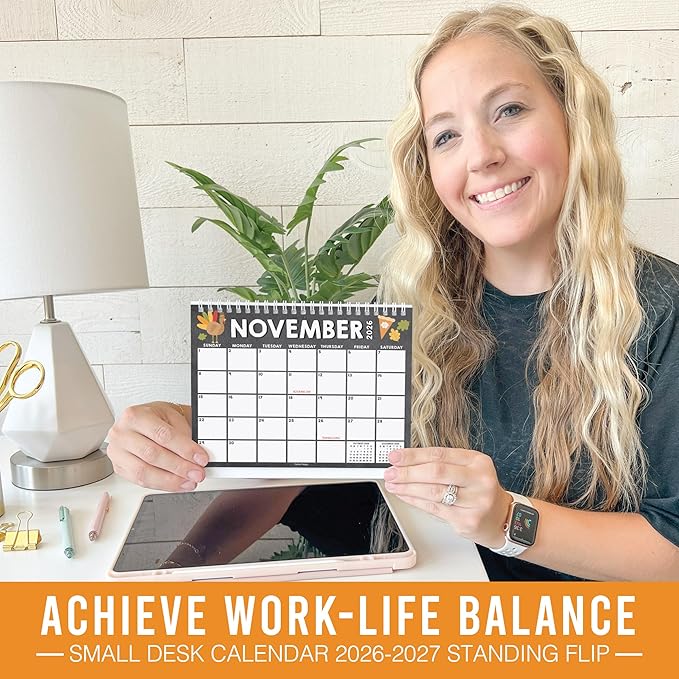 Small Desk Calendar 2026-18-Month 2026 Desk Calendar Small for Home, Office & Classroom, Standing Flip Desks Calendars 2026-2027, Teacher Appreciation Gifts, Graduation Gifts