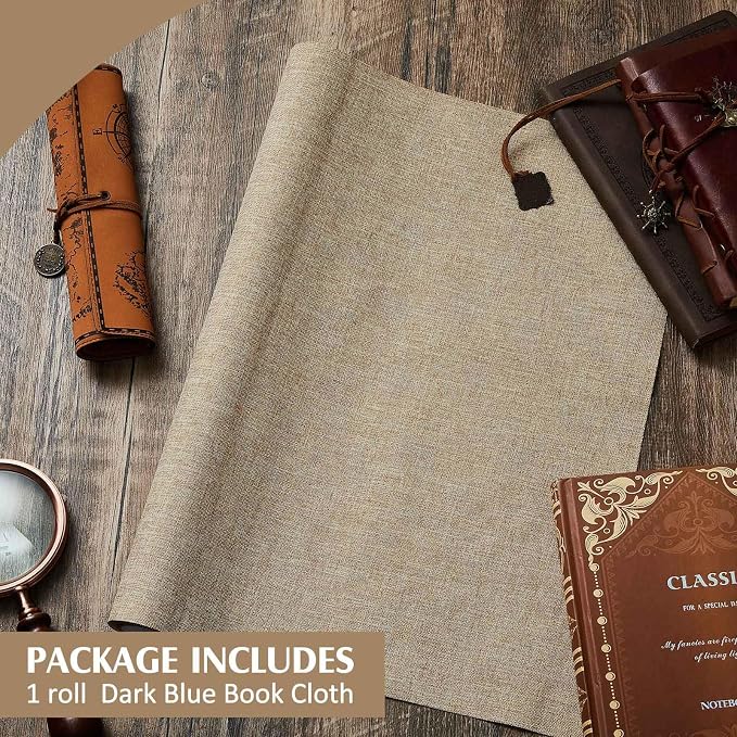 PerKoop Book Cloth for Book Binding 40 x 16 Inch Fabric Surface Paper Backed Bookcover Archival European Durable Strong Bookbinding Supplies Cover Books Album Scrapbooking (Linen Color)