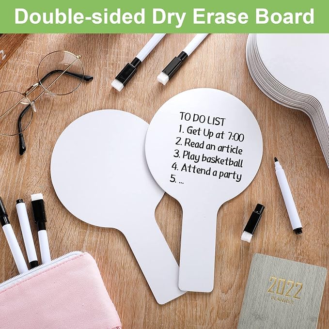 36 Sets 5x9 Inch Answer Dry Erase Paddles and 36 Black Marker Set Handheld Small Dry Erase Board Double Sided Auction Paddles Handheld Whiteboard for Classroom Voting Answering Auction Bidding