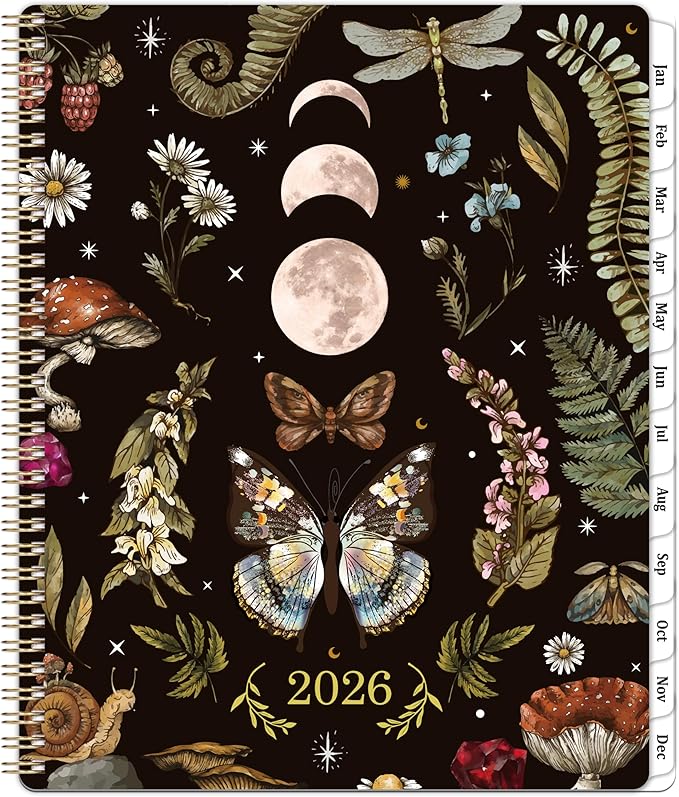 2026 Planner - January - December 2026, 8.5" x 11" Weekly Monthly Planner 2026, 2026 Calendar Spiral Bound with 12 Monthly Tabs, Inner Pocket