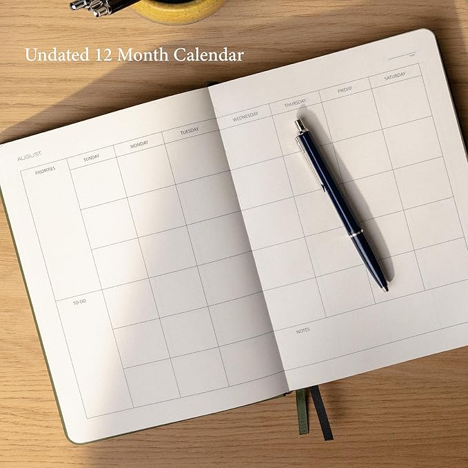 Anecdote 2026-2027 Planner: 52 Week Daily Planner, Yearly, Monthly & Weekly Workflow for Planning Your Success – Vegan Leather Hardcover, Start Anytime & Achieve your Goals - Camel