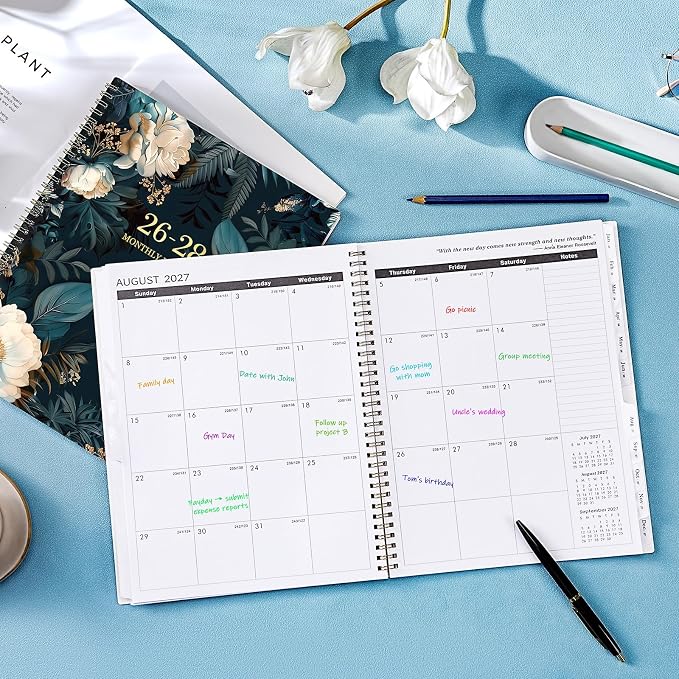 2026-2028 Monthly Planner - JULY 2026 - JUNE 2028, 2 Year Monthly Planner/Calendar 2026-2028, 11” x 9”, 24 Months Tabs,Two-Side Pocket, Holidays & Notes Section