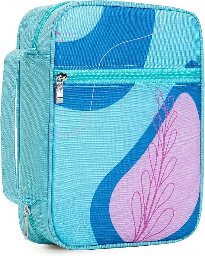 Mr. Pen- Bible Cover Case, Carrying Book Case with Durable Handle and Zippered Pocket, Bible Protective Church Bag for Men & Women, Christian Gifts, Aqua Flora
