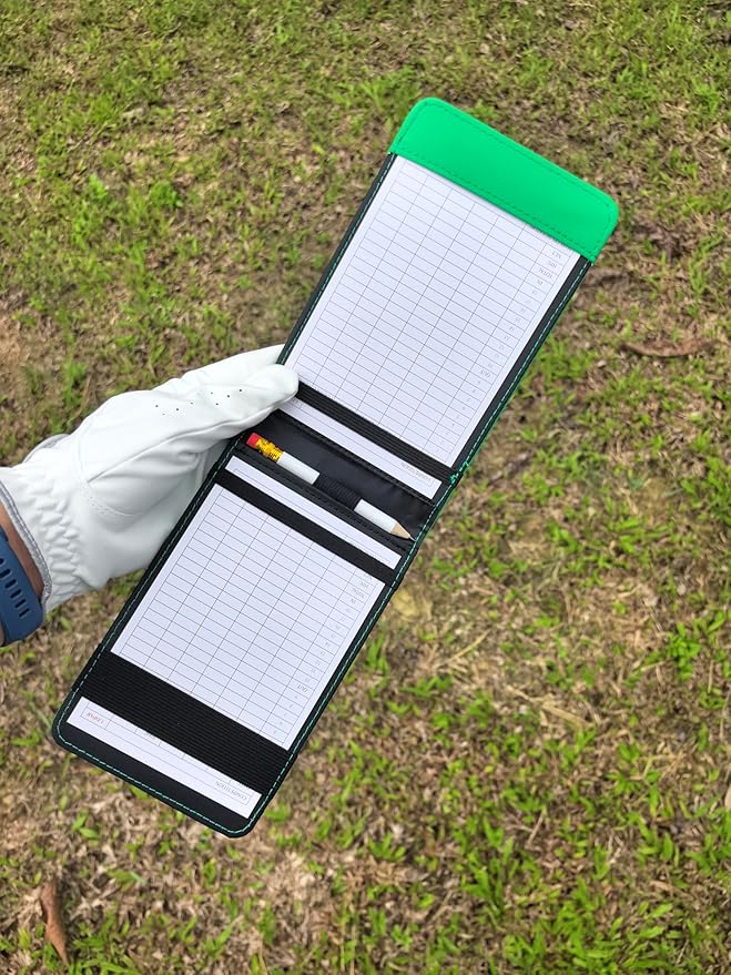 Leather Golf Scorecard Holder & Yardage Book Cover – Slim Microfiber Leather Case for Walking Players | Fits 4.5"x7" Scorecards & Yardage Books | Bonus Pencil & Scorecards