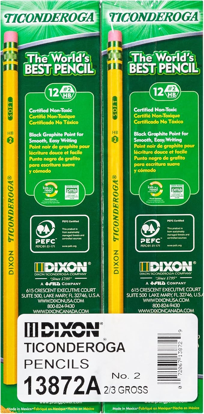 TICONDEROGA Woodcase Pencils 2 Boxes of 96, 192 Pencils Total (13872SP)