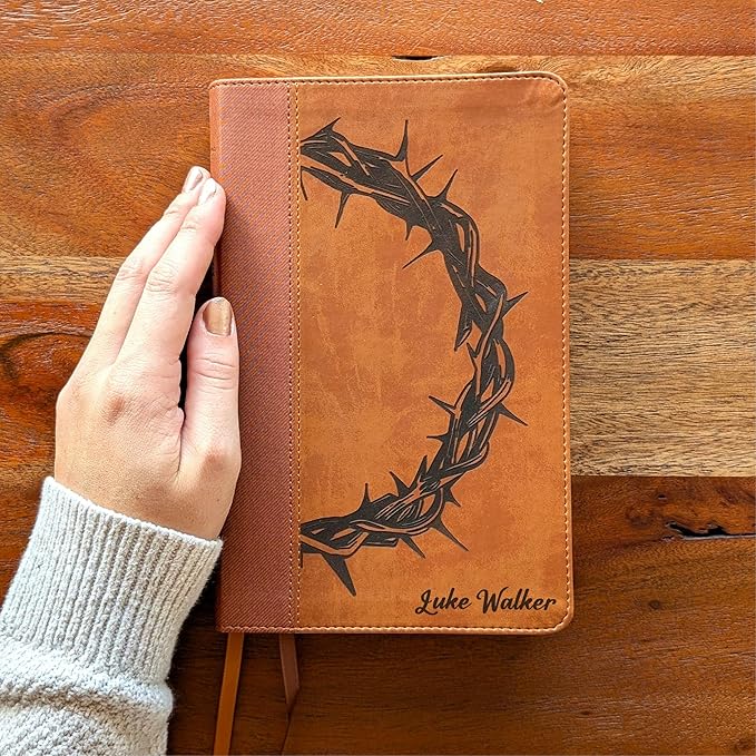 Farm and Posh Personalized NIV Personal Bible with Crown of Thorns | Large Print (Brown)