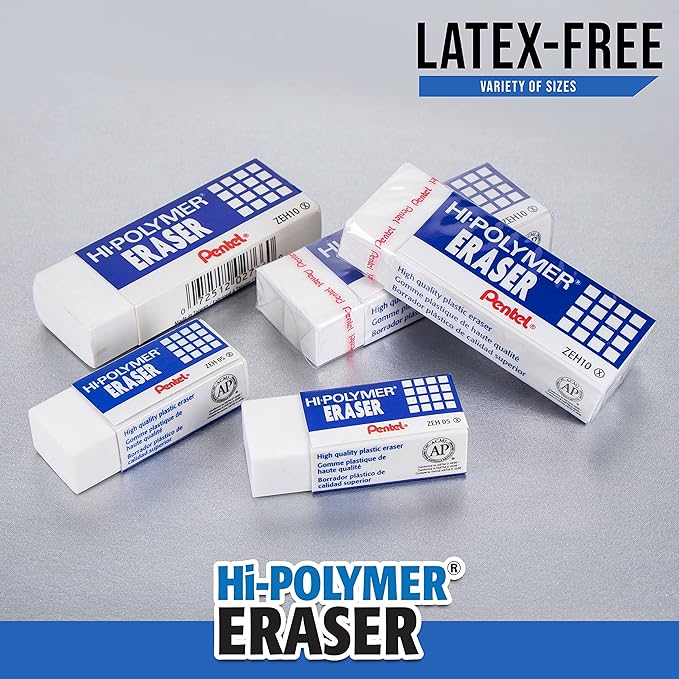 Pentel Hi-Polymer Block Eraser, Large, White, 36 Count (ZEH-10)