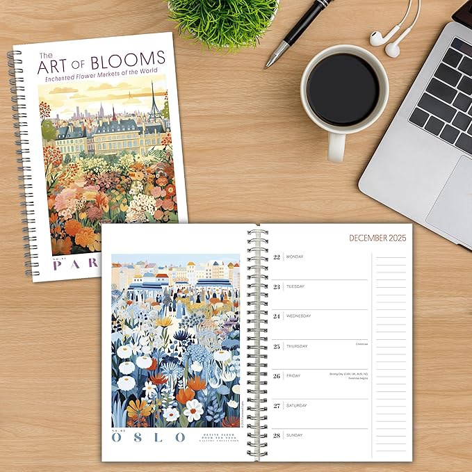 The Art of Blooms 2026 Weekly & Monthly Planner, 12-Month Calendar with Botanical Artwork & Travel-Inspired Illustrations, 2026, 6" × 9"