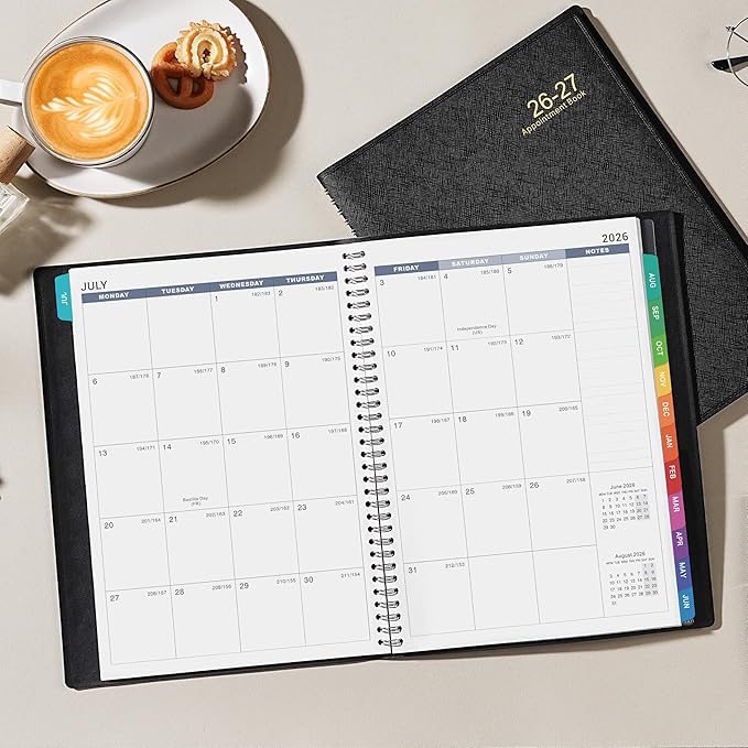 2026-2027 Appointment Book/Planner - 53 Weeks Daily Planner 2026-2027, July 2026 - June 2027, 9" x 11" Daily Hourly Planners with 15-Minute Increments, Flexible & Soft Cover