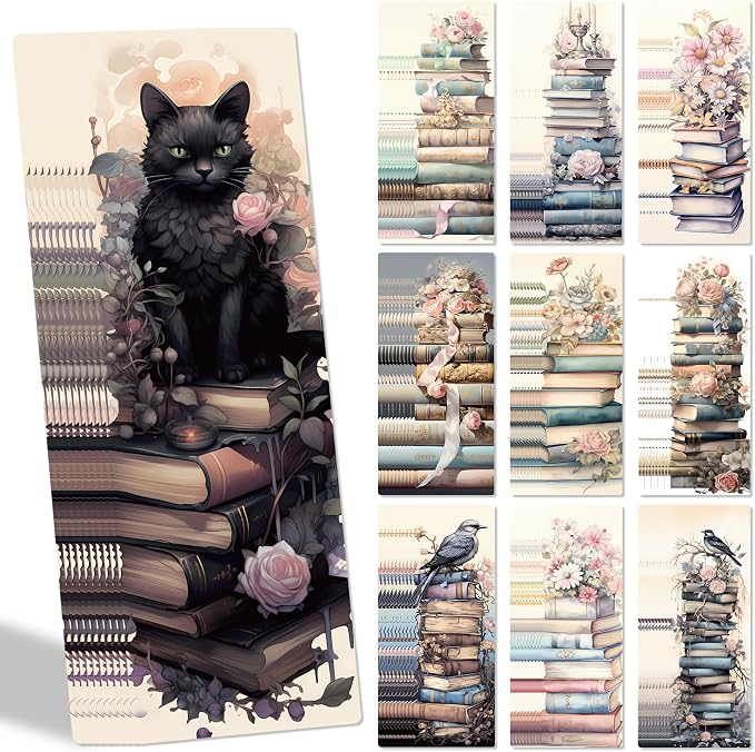 Vintage Bookmarks Bulk Gifts - 100 Pcs Cute Cats Paper Bookmark for Women Girls Students Book Lovers Flower Page Marks School Classroom Reading Accessories Bookish Gift for Birthday Graduation