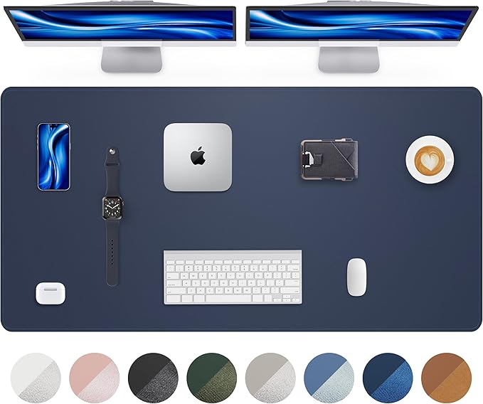 AFIING Large Desk Mat 55" x 24" - PU Leather Desk Pad Protector, Waterproof Non-Slip Extended Mouse Pad for Office Desk, Keyboard, Laptop and Home Workspace (Midnight Blue)