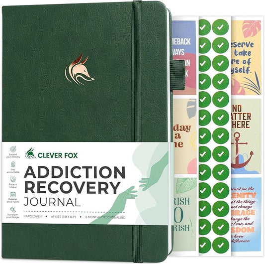 Clever Fox Addiction Recovery Journal – Addiction Treatment Planner & Workbook – Daily Sobriety Journal for Recovery Progress, A5 (Dark Green)