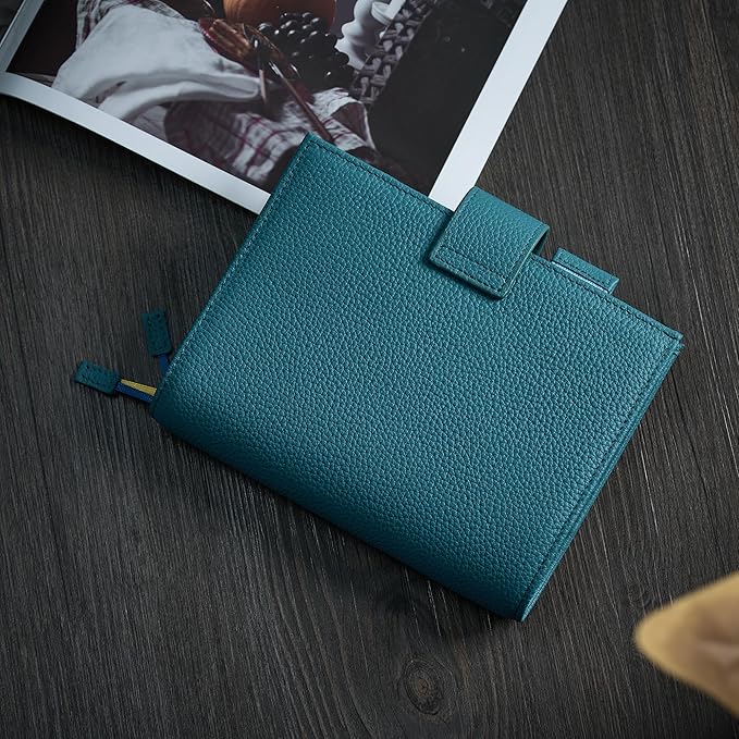 A6 Genuine Leather Techo Notebook Cover Compatible with Hobonichi Original Stalogy Midori MD with 5 Card Slots Pen Loop Bookmarks Back Pocket