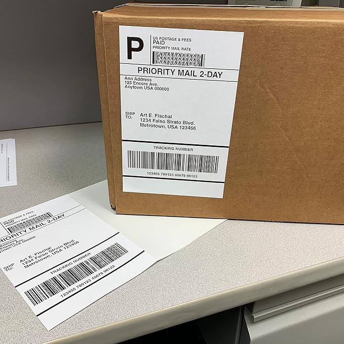Blank Labels Half Sheet Shipping Labels, 5.5" x 8.5" (5-1/2 x 8-1/2) Permanent White Matte Label, Inkjet and Laser Guaranteed Made in USA - 100 Sheets - 200 Labels
