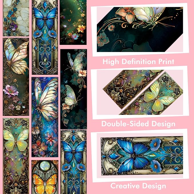 150 Pcs Butterfly Fantasy Bookmarks Bulk, Colorful Paper Book Marks for Reading Kids Girls Women, Aesthetic Book Markers for School Office Supplies Stationary Rewards, Bookish Gifts