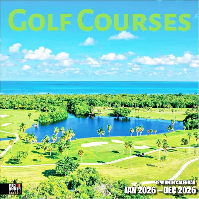 RED EMBER Select - Golf Courses 2026 Wall Calendar 12 Month | 12" x 24" Open | Thick & Sturdy Paper | Giftable | Travel Calendar 2026