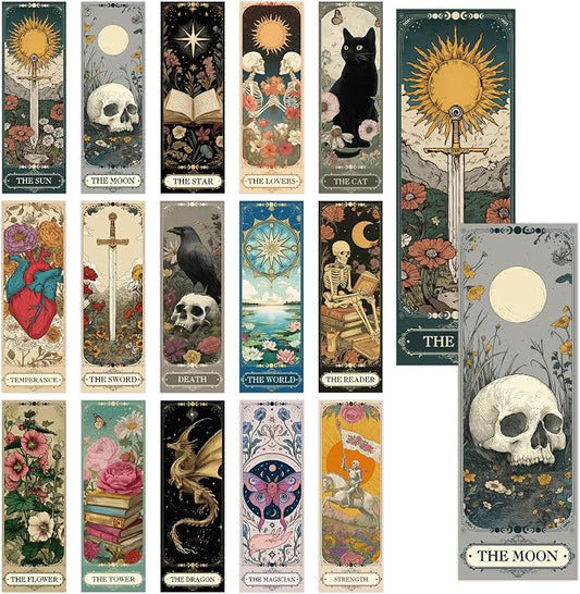 60 Pcs Tarot Fantasy Bookmarks, Dark Romance Book Marks for Reading Women Book Lovers, Witchy Aesthetic Page Marker Clips for Gothic Romance Novel or Bookish Gifts