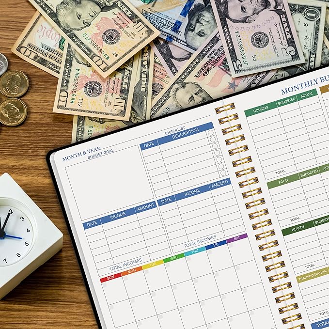 Budget Planner - Monthly Financial Planner Organizer with Expense Budget Book/Expense Tracker Notebook/Accounting Book for School, Home, Office, Monthly Organizing & Planning - Black