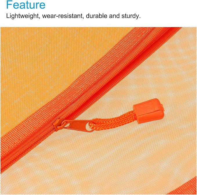 MECCANIXITY Mesh Zipper Bags, A5 Nylon Zip Pouch Pencil Case Storage Pockets for Travel Office Accessories, Orange Pack of 6