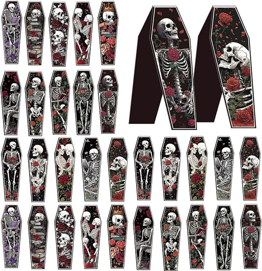 30 Pcs Gothic Skull Magnetic Bookmarks, Coffin-Shaped Horror Book Mark Clips, Spooky Skeleton Magnet Page Markers for Dark Romance Readers Halloween Reading Gifts