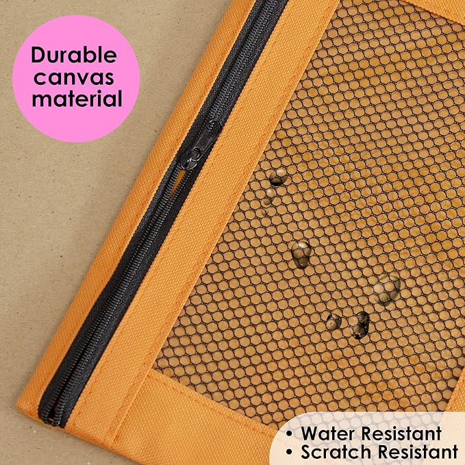 BAZIC Products Retro Color 3-Ring Pencil Pouch with Mesh Window, 600D Polyester Build, for School Binders Supplies