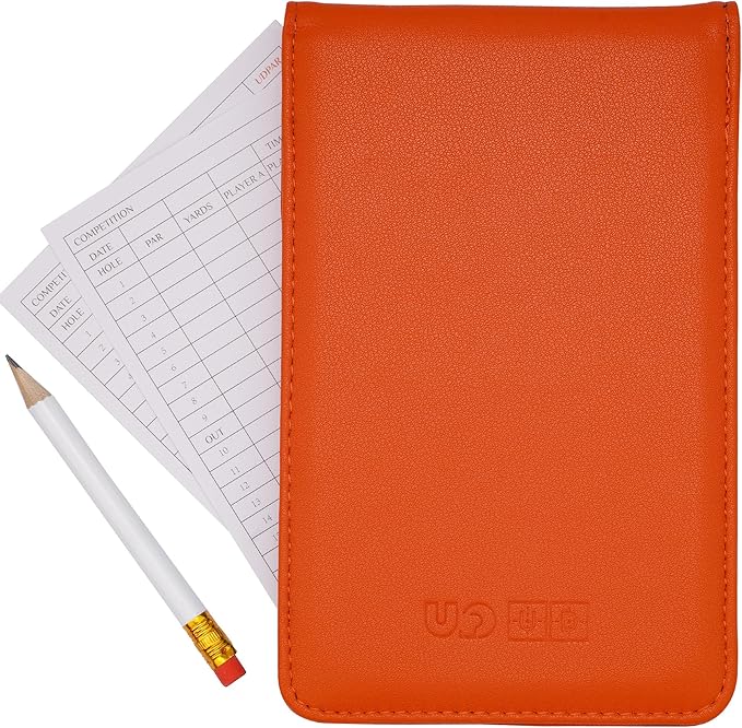 Leather Golf Scorecard Holder & Yardage Book Cover – Slim Microfiber Leather Case for Walking Players | Fits 4.5"x7" Scorecards & Yardage Books | Bonus Pencil & Scorecards