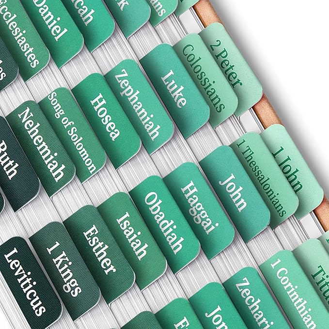 Mr. Pen- Bible Tabs, 75 Tabs, Jade Veil, Green Laminated Bible Tabs for Women and Men, Bible Tabs for Study Bible, Large Print Bible Index Tabs, Bible Book Tabs, Bible Labels Tabs, Mr. Pen Bible Tabs