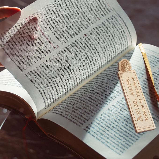 Lord of Rings Bookmarks Iconic Quote Engraved Wooden Book Markers for Tolkien Fans & Bookish Themed Reading Accessories