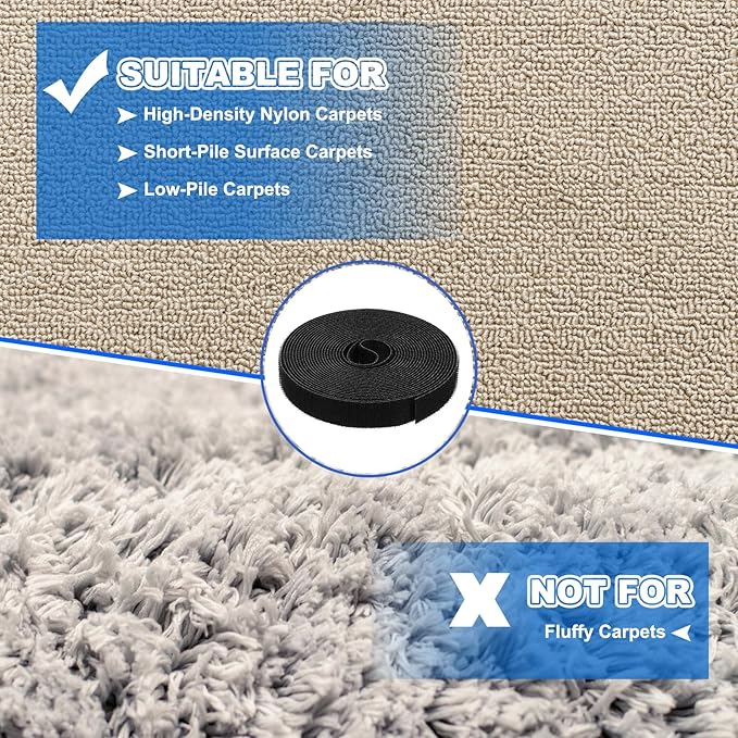 PATIKIL Carpet Marker Strips 0.8 Inch x 16.4 Ft, 2 Roll Floor Markers Nylon Strip Floor Marking Tape for Classroom Rug Teacher Supplies, Black
