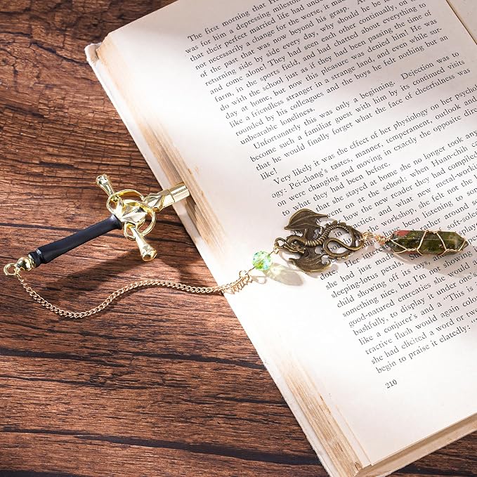 Fantasy Dragon Sword Bookmark - Funny Cool Fourth Wing Book Mark for Reading Men Unique Metal Bookmarks Bookish Novel Lovers Boys Students Teacher Back to School Graduation Birthday Gifts
