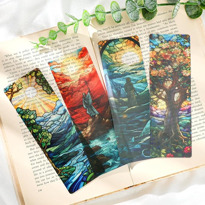Christian Religious Bookmark Gifts - 20 Pcs Catholic Stained Glass Art Bookmarks for Women Men Book Lovers Page Marks School Reading Accessories Bookish Birthday Graduation Sunday Church Gift