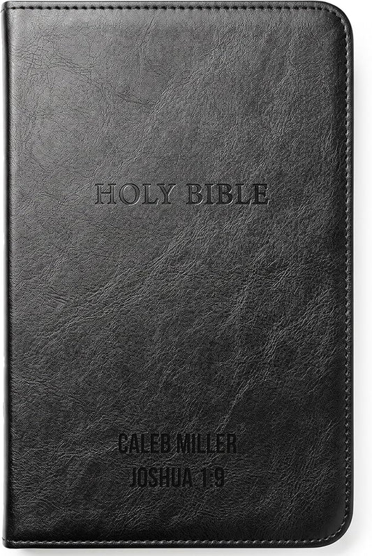 Printualist Personalized KJV Deluxe Holy Bible with Name Engraved, Red Letter King James Version, Faux Leather Black Cover, Custom Gift Bible for Christian Celebrations