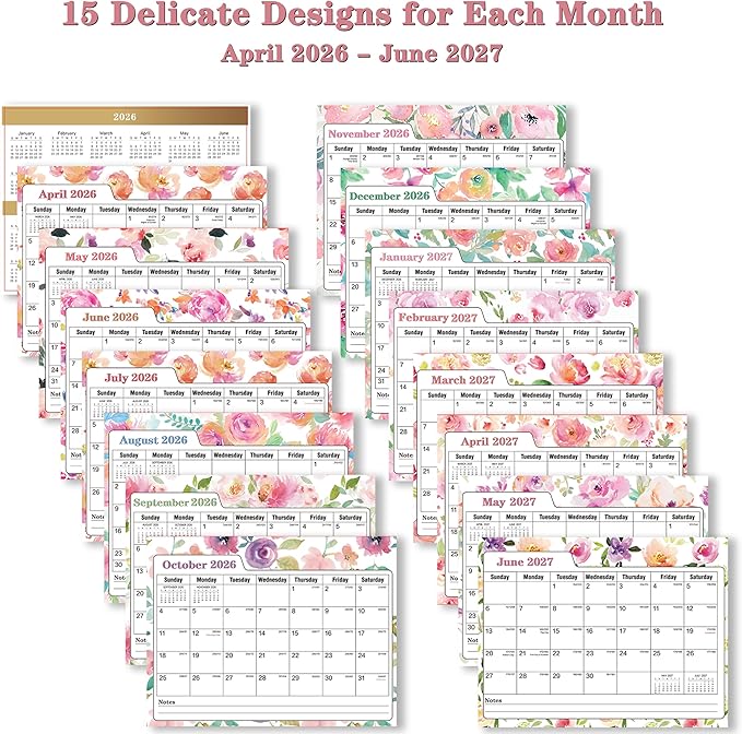 Small Desk Calendar 2026-2027 - Standing 2026 Desk Calendar, APR.2026 to JUN.2027, 8" x 6", Monthly Flip Desktop Calendar with Stickers, Your Personal Desk Planner for Home Office