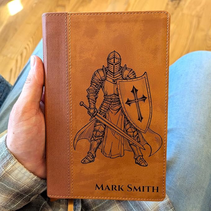 Farm and Posh Personalized NIV Personal Bible with Crown of Thorns | Large Print (Brown Knight Standing Solo)