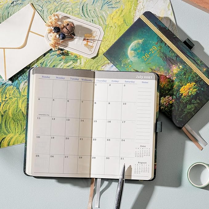 2026-2029 Pocket Planner - 3 Year Monthly Planner, July 2026 - June 2029, 6.3" x 3.7", Purse Calendar Planners 26-29, Pocket Calendar 2026-2029 with Pockets, Pen Holder, Elastic Closure, 61 Notes