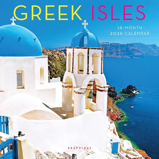 Graphique 2026 Greek Isles Mini Wall Calendar | 7” x 7” | Thick Paper | Home & Office Organizer | Large Monthly Grid | 3 Languages & Marked Holidays | 4 Month Preview Page for 2027