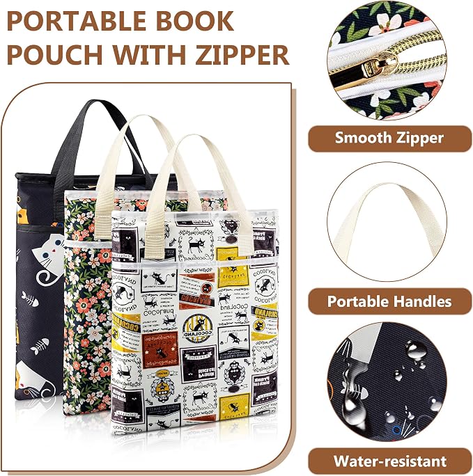 Likesing Book Sleeve for Book Lovers, 12.6" x10.6" Book Cover for Hardcover Paperbacks Bible Textbook Comic Kind1e Journal, Book Pouch with Zipper Gifts for Readers Book Lovers Women(Daisy)