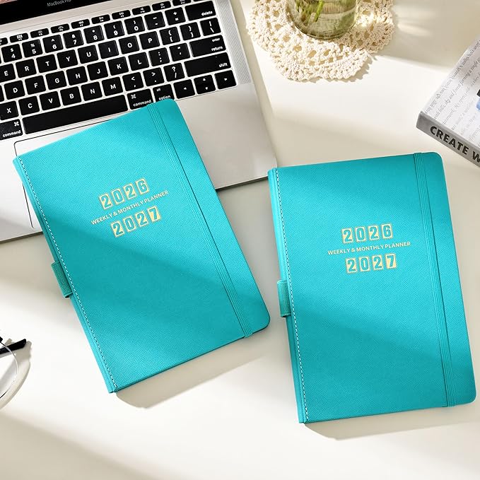 Artfan 2026-2027 Planner - 2026-2027 Planner Weekly and Monthly, Jul. 2026 - Jun. 2027, 26-27 Leather Planners, 5.75" x 8.25" - Green