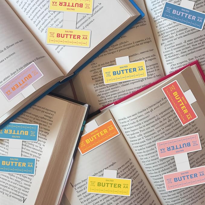 Laffact Butter Stick Magnetic Bookmarks - 10Pcs Butter Stick Shaped Reading Bookmark Books Tracker, Double-Sided Keep Reading Page Clip Marker Book Club Bookish Gifts for Book Lovers Readers Birthday
