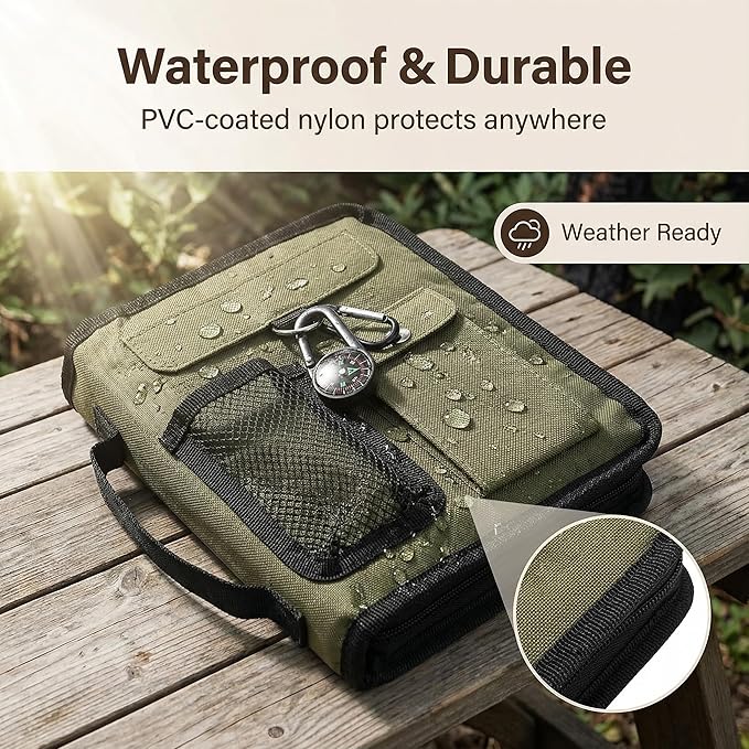 Bible Cover Case for Men Women Army Green Camo Medium Bible Cover with Durable Handle Quilted Carrying Case Prayer Church Scripture Tote Bible Case Scout Book Cover with Compass Carabiner Camouflage