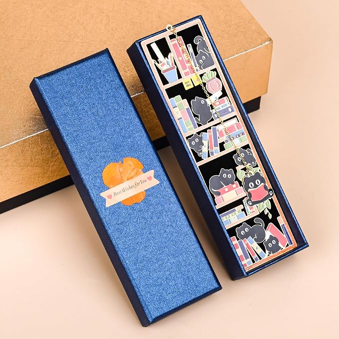 Bookmarks for Women Reading, Black Cat Metal Bookmarks with Gift Box, Cute Book Marks Charm, Bookmark Gifts for Mom, Friends, Book Lover, Cat Lover, Birthday, Graduation, Dad, Besite, Teachers