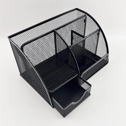 Fengtaiyuan T13, Black Metal Wire Mesh Pencil Holder for Desk, Pencil Cup for Office, Pen Holder for School, Desktop Organizer, Office Storage Box (T13)