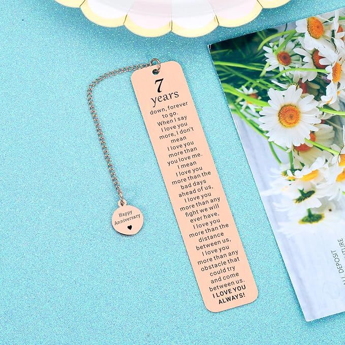 7 Years 7th Anniversary Copper Gifts for Him Her Men Women Couple 7th Copper Anniversary Wedding Gifts for Her Wife Girlfriend Husband Anniversarys Coppers Christmas Valentine Gift Bookmark for Women