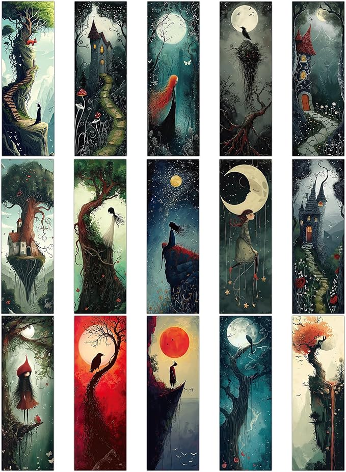 60 Pcs Gothic Fairytale Bookmarks Bulk, Dark Fantasy Paper Book Marks Bulk for Reading Women, Dark Academia Merch Book Lover Gifts for Women Girls School Office Supplies