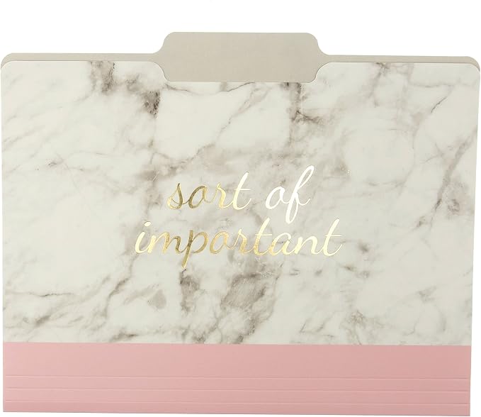Graphique Blush Marble File Folder Set – File Set Includes 9 Folders and 3 Unique "Important" Designs, Embellished w/ Gold Foil on Durable Triple-Scored Coated Cardstock, 11.75" x 9.5"
