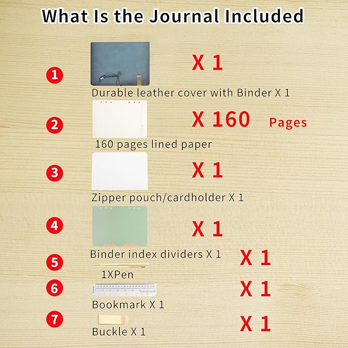 WONDERPOOL Leather Journal Lined Paper Notebook & Pen - Refillable 6 Ring Binder Writing Spiral Diary with Ruled Notepads Vintage Cover for Office Travel Work and Plan Agenda (A5, a-Cyan)