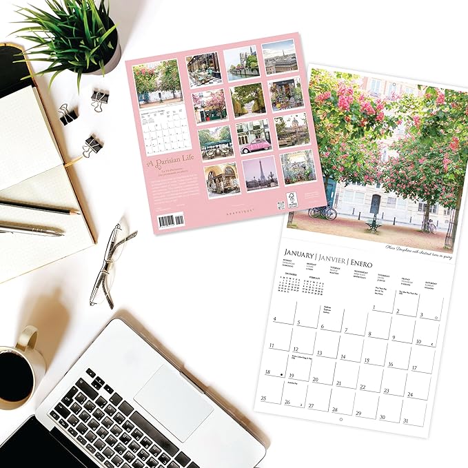 Graphique 2026 A Parisian Life Wall Calendar | 12” x 12” | Thick Paper | Home & Office Organizer | Large Monthly Grid | 3 Languages & Marked Holidays | 4 Month Preview Page for 2027